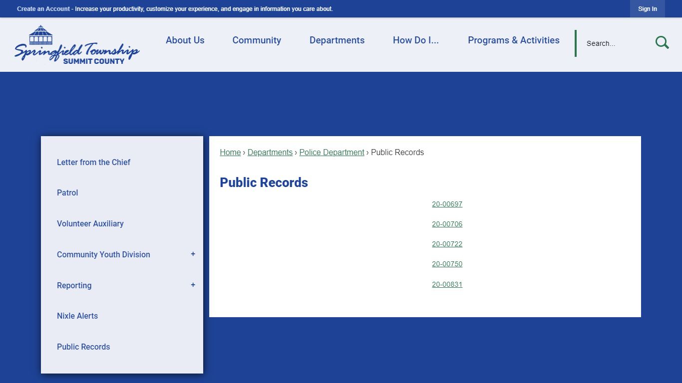 Public Records | Springfield Township, OH